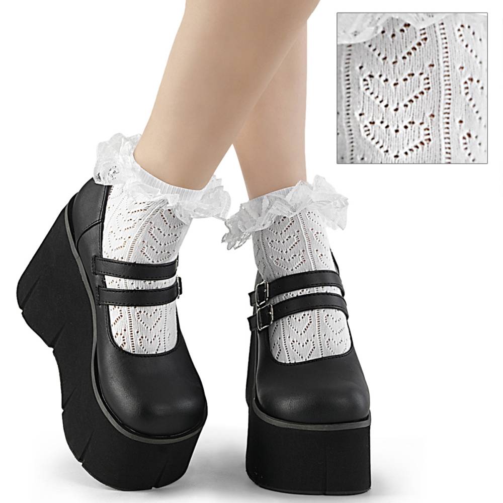 DemoniaCult - DH-15 Knöchelsocken - Ruffle - Weiß